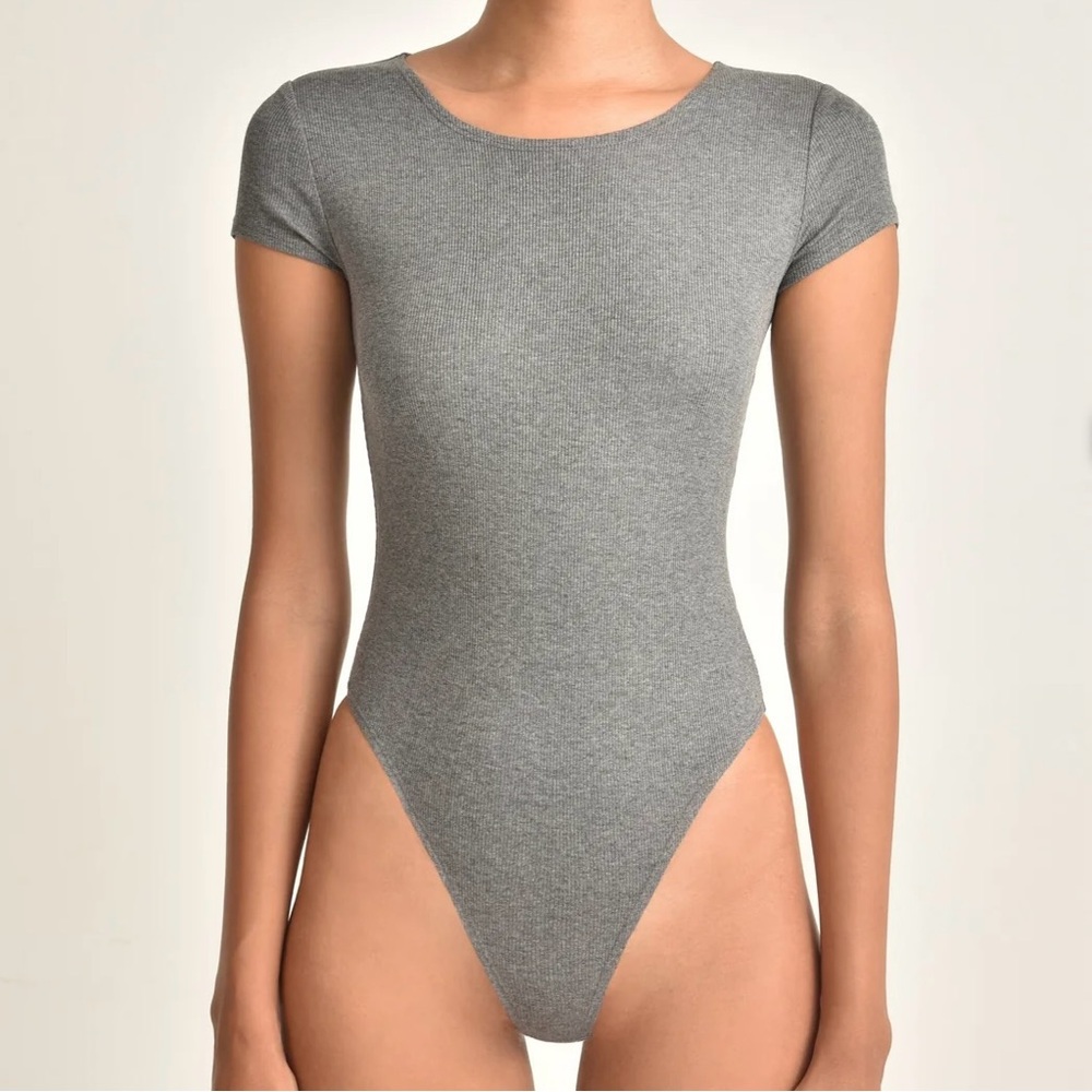 Marissa Webb Gray Short Sleeve Bodysuit